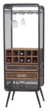 thumbnail of Weinregal für 10 Flaschen, Zubehör und Gläser | HxBxT 157x57x38cm | Holz Vintage | Tanne | Flaschenregal Barschrank Weinständer Gläser