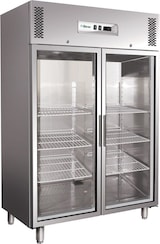thumbnail of FORCAR Belüfteter gekühlter Edelstahlschrank mit Glastüren. Automatisches Auftauen. Messen 148x83x201 cm groß. FORCAR Modell G-GN1410TNG