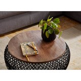 thumbnail of Couchtisch Mango Massivholz Metall 60x60x45 cm Schwarz Rund mit Stauraum, Design Wohnzimmertisch Korbtisch Modern, Beistelltisch Sofatisch
