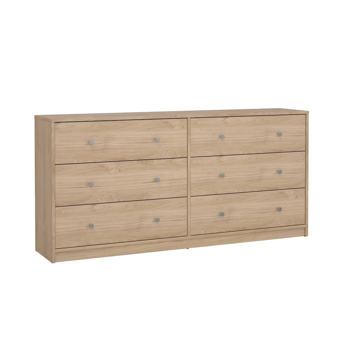 WellHome - Aparador Duplo com 6 Gavetas em cor Carvalho 144 x 31 x 69 cm - Ebro Oak