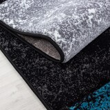 thumbnail of Carpetsale24 Teppich Läufer 80x300 cm – Kurzflor Konturenschnitt in Schwarz Grau Blau – Kariertes Design, für Flur, Küche, Wohnzimmer