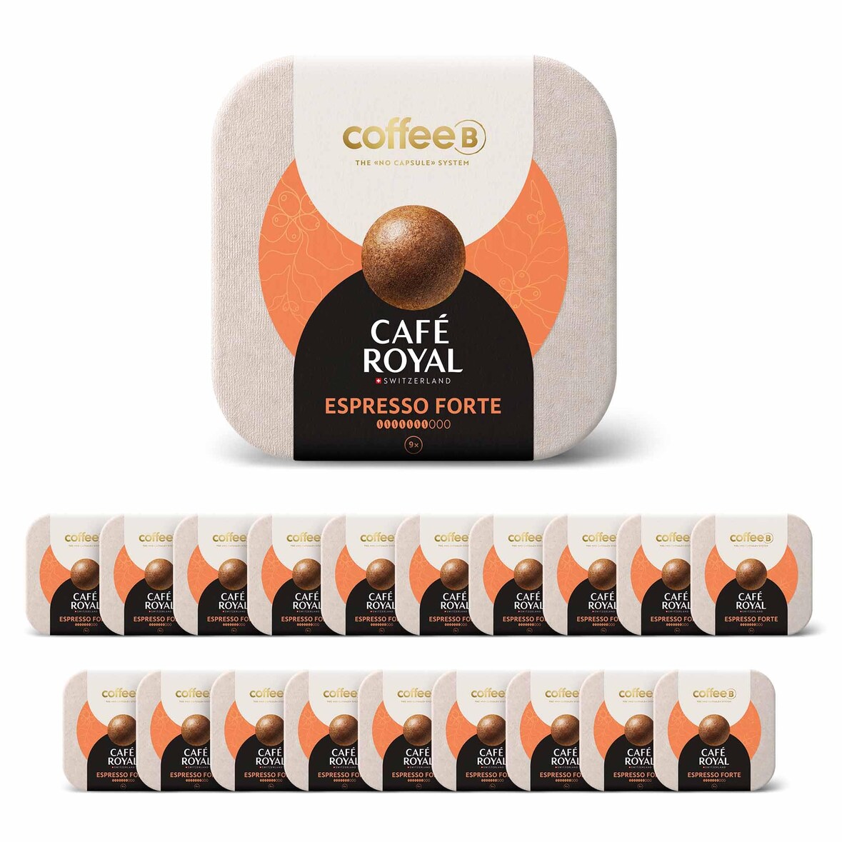 180 Coffee Balls Espresso Forte - Boules de café haut de gamme 100% compostable - Conçues pour l'utilisation de la machine à café CoffeB by Café Royal