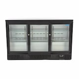 thumbnail of Maxima - Frigorífico para bebidas 3 puertas correderas, 6 estantes ajustables, vidrio doble, LED, temperatura 0-12°C, 135x51.5x85 cm, 323 L, negro