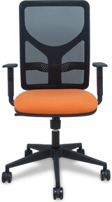 thumbnail of Silla Motilla malla negra asiento bali naranja brazo regulable ruedas 65mm