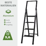 thumbnail of Alu Trittleiter 4-stufig schwarz klappbar mit Handlauf bis 150 kg Leiter