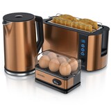 thumbnail of Arendo Frühstücks-Set, 4-Scheiben Langschlitztoaster, Wasserkocher 2200W, 6er Eierkocher, Kupfer
