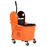 thumbnail of Reinigungswagen Wischeimer 54x41x92 cm 36 L mit Pressauswringer Rollen Trennsystem Moppstielhalter Metallgriff Orange
