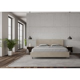 thumbnail of Letto matrimoniale king size contenitore imbottito 200x200 microfibra sabbia Adele