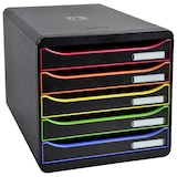 thumbnail of EXACOMPTA Cassettiera Big-Box Plus 309914D, 5 cassetti, box polistirolo monoblocco, (PxlxAlt) 34,7x27,8x27,1 cm, gamma Black Office nero/arlecchino