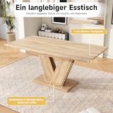 thumbnail of Merax Ausziehbarer Esstisch 140–180x80 cm, für 4–6 Personen, rechteckig, Tischplatte verlängerbar, V-förmige Beine, Esszimmertisch in Eichenoptik