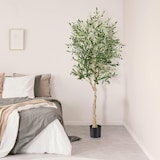 thumbnail of COSTWAY Juego de 2 Olivos Artificiales, Planta Artificial 180 cm, Planta de Interior con Maceta de Cemento, Hojas Naturales y 72 Frutos