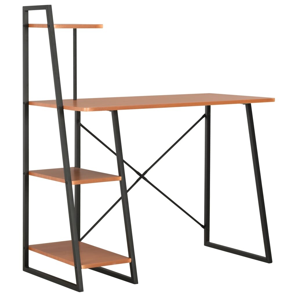 Bureau avec étagère Noir et marron 102x50x117 cm Modèle Atlas Épuré