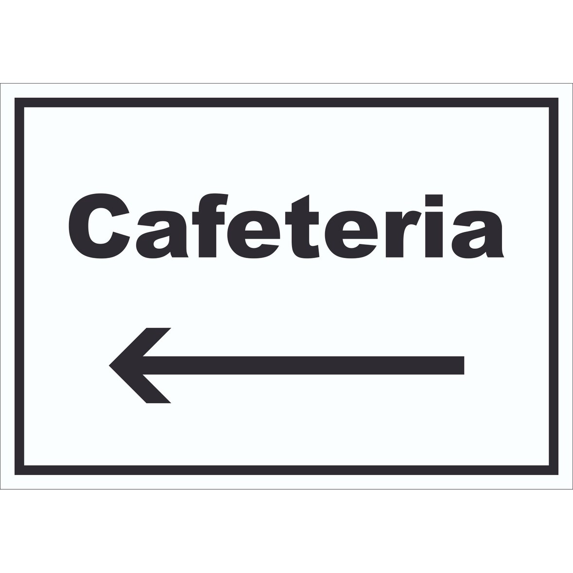 Cafeteria Schild mit Text und Richtungspfeil links Selbstbedienung waagerecht A0 Rückseite selbstklebend