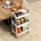 thumbnail of HOMCOM carrito auxiliar con ruedas de 3 niveles, carrito de cocina con 3 cestas y 2 asas para baño, dormitorio, oficina, 45x30,6x79 cm, blanco
