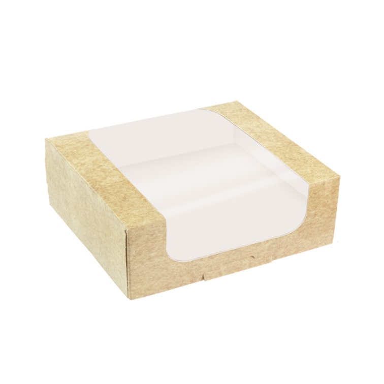 MONOUSO - Quadratische Verpackungen für Bäckereien Kraft 24x24x8cm (150 Stück)