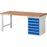 thumbnail of PROREGAL Werkbank Serie 7000 - Modell 7516 | HxBxT 89x200x90cm | 6x Schublade | Schubladenmaße 6x120mm | Lichtgrau | Arbeitstisch Werktisch