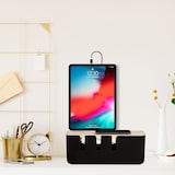 thumbnail of Relaxdays Kabelbox, für 2 Steckdosenleisten, Holzdeckel, Kunststoff, Kabel verstecken, HBT: 11,5x30,5x12,5 cm, schwarz