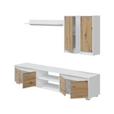 thumbnail of Dmora Wohnwand Wells, Wohnzimmerset, Mehrzweck-Wohnzimmermöbel, Komposition für modernes Wohnzimmer, 200x40h114 cm, Weiß und Eiche