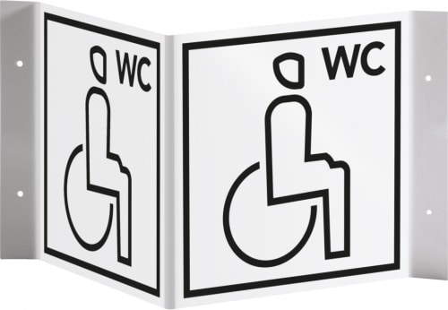Schild I Tür-Nasenschild Piktogramm Behinderten-WC, Kunststoff, 150x150mm