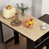 thumbnail of HOMCOM mesa alta de bar, mesa de cocina con 3 estantes laterales, marco de madera, estilo moderno, para comedor, salón, 112x57x106 cm, negro y natural
