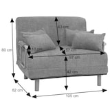 thumbnail of Poltrona-cama HWC-K29, poltrona dobrável, sofá-cama, cama de hóspedes, superfície de repouso 190x100cm, tecido bouclé (500g/m²) ~ cinzento escuro