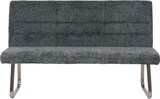 thumbnail of Esszimmer-Set HWC-G55, 2er-Set Stuhl mit Armlehne+Sitzbank 160cm, Edelstahl gebürstet Stoff/Textil Chenille ~ blau-grün