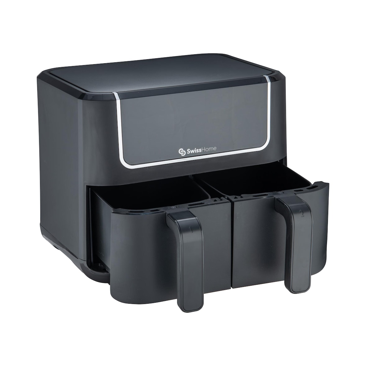 Swiss Home - 2100-W-Heißluftfritteuse mit zwei 3-Liter-Fächern und 8 Kochprogrammen