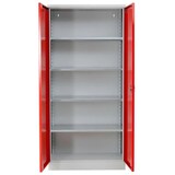thumbnail of PROREGAL Stahlschrank BEE mit 4 lackierten Fachböden | HxBxT 195x92x50cm | Grau-Rot | Werkstattschrank Werkzeugschrank Aktenschrank Universalschrank