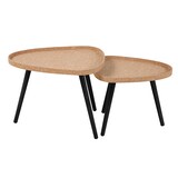 thumbnail of SIT Möbel mesa auxiliar triangular set de 2 | tablero MDF con corcho natural | marco 3 patas pino negro | A 50 x P 40 x A 44 cm | 19000-83