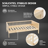 thumbnail of ML-Design Kinderbett 80x160 cm Natur, Holzbett mit Lattenrost & Rausfallschutz, Jugendbett aus massivem Kiefernholz, Montessori Einzelbett Babybett