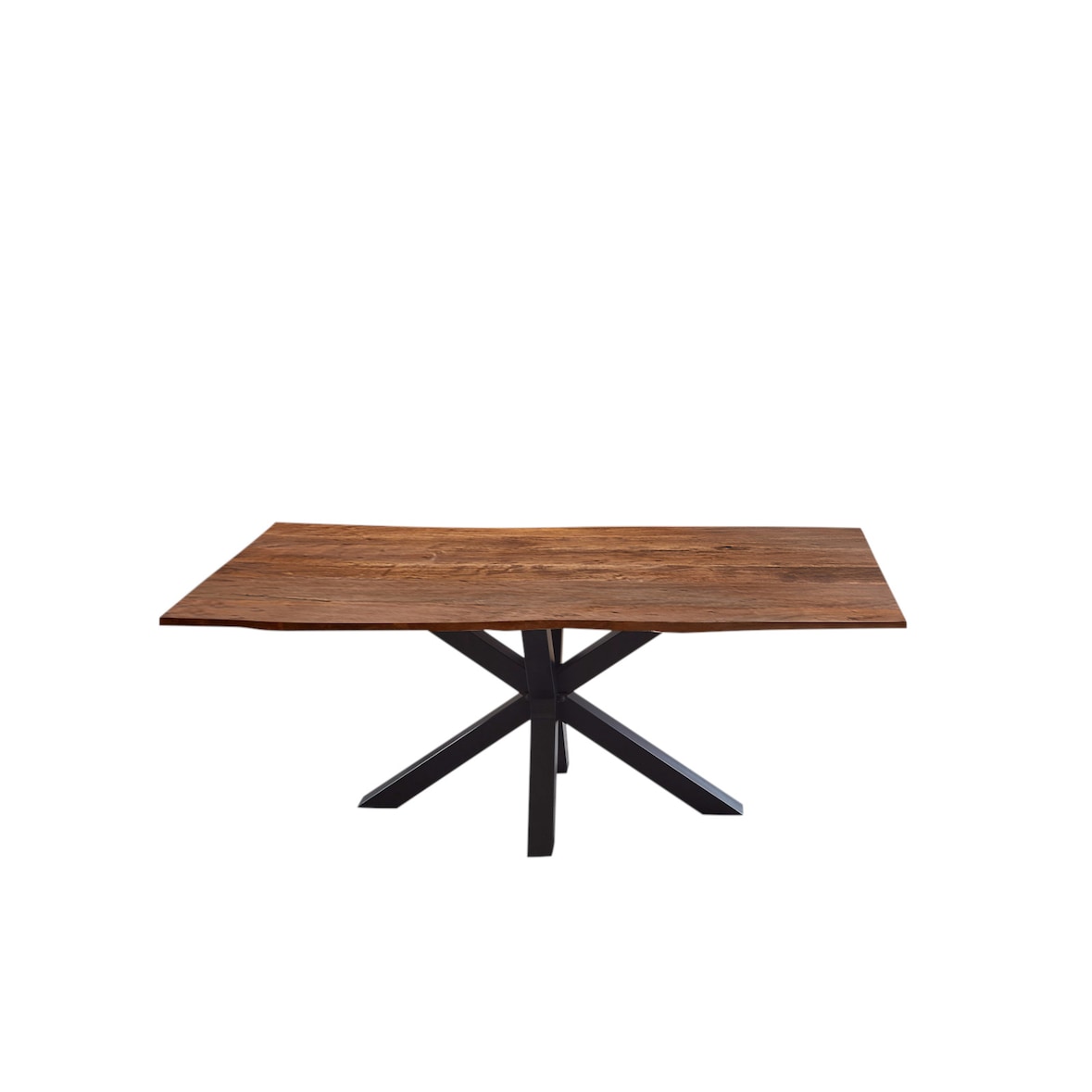 SAM® Esstisch Baumkante massiv Akazie nussbaum 220 cm Spider-Gestell schwarz QUINCY