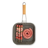 thumbnail of Excelsa plancha Grill 26x26 cm con mango de madera plegable de aluminio antiadherente efecto piedra