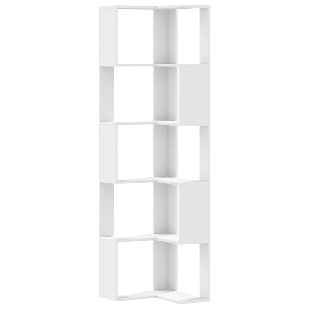 vidaXL Eck-Bücherregal 5 Böden Weiß 50x50x179 cm Holzwerkstoff