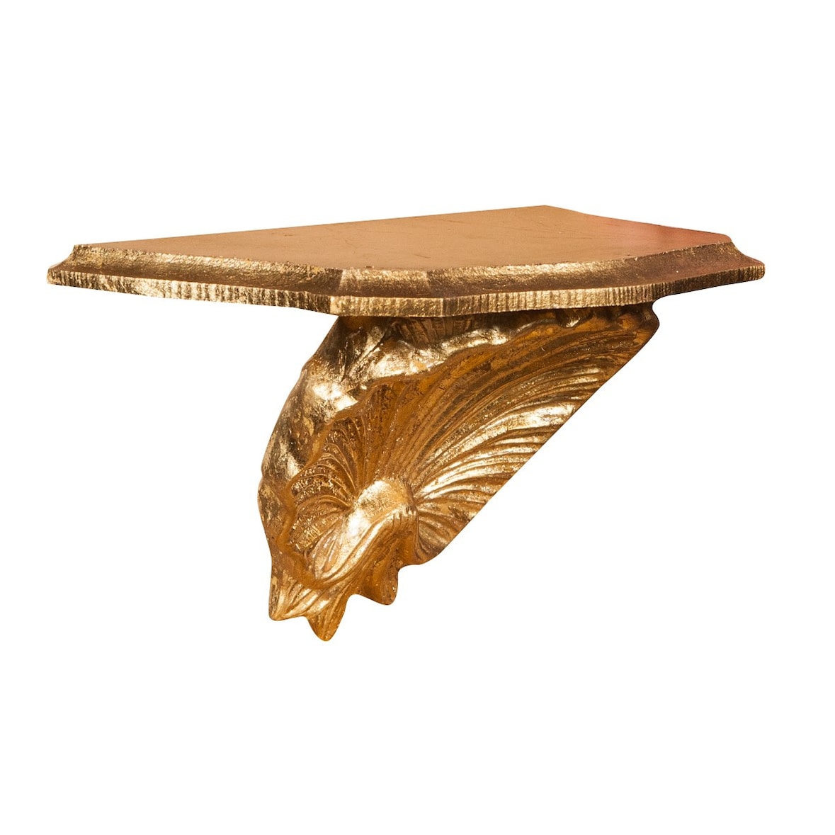 Mensola a muro legno finitura foglia oro L30xPR15xH16 cm Made in Italy elegante e raffinata