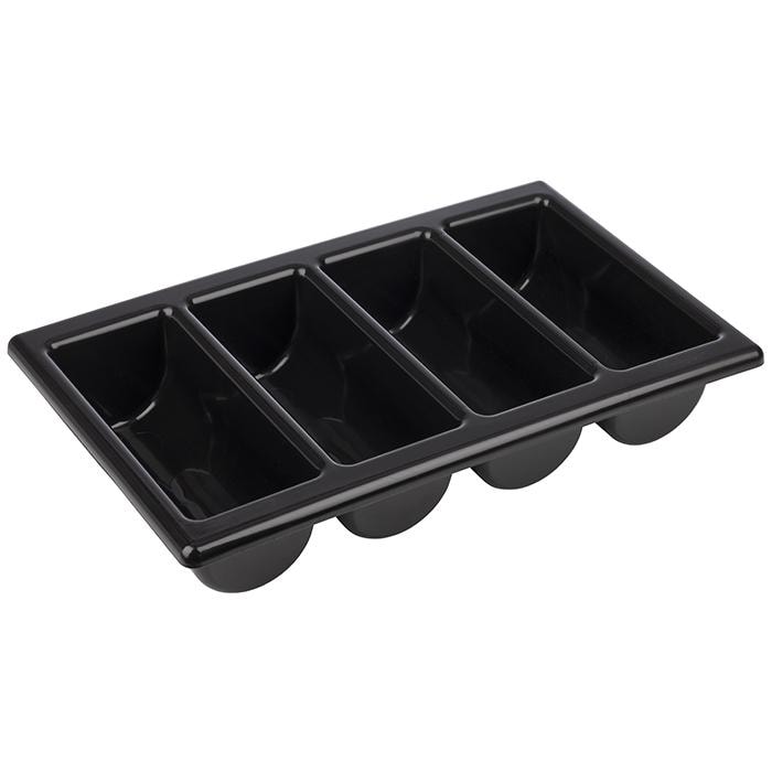 APS Range-couverts GN 1/1, Plastique, 53 x 32,5 cm, H : 10 cm, noir, lavable au lave-vaisselle