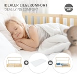 thumbnail of ML-Design Kinderbett 90x200 cm Natur mit Rausfallschutz, Dach & Lattenrost, Hausbett aus massivem Kiefernholz, Kinderhaus Bodenbett Spielbett