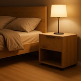 thumbnail of Comodino Camera da Letto Mobiletto 1 Cassetto 1 Ripiano Tavolino da Notte in Legno FSC Comò Mensola Salvaspazio 38x35x44 cm - Rovere