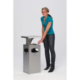 thumbnail of PROREGAL Kombiascher mit verstärktem Schutzdach + 3 Einwurfklappen | HxBxT 91x39,5x39,5cm | Edelstahl | Mülleimer Aschenbecher Abfalleimer