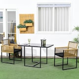 thumbnail of Conjunto de mesa y sillas de jardín exterior juego de 3 piezas sillas con respaldo plegable y cojines y mesa de cristal diseño anidado