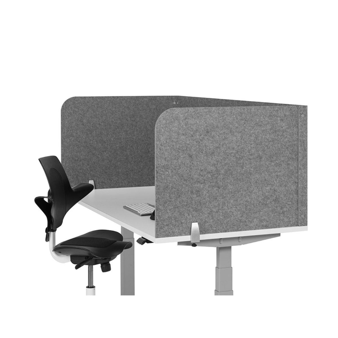 BakkerElkhuizen BE Safety Screen Tischtrennwand U-Form S, grau