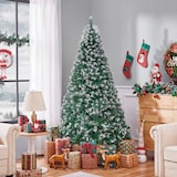 Ein geschmückter Weihnachtsbaum mit Geschenken.