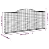 thumbnail of vidaXL Gabionen mit Hochbogen 4 Stk. 300x30x120/140cm Verzinktes Eisen