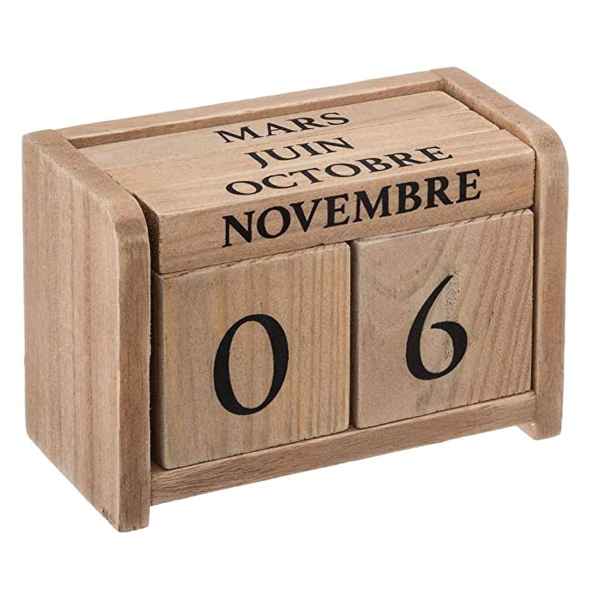 WellHome - Koloniale houten kalender 7,5x5x11cm