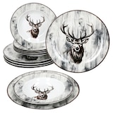 thumbnail of 12tlg Tafelservice Alois Porzellan 6 Personen Speiseteller Suppenteller Hirsch