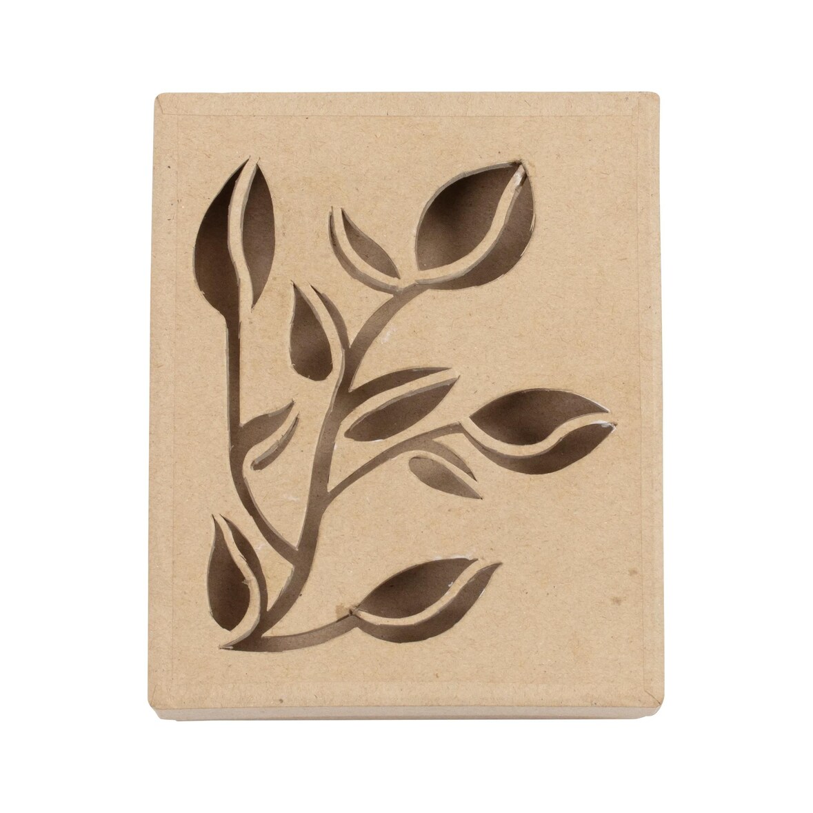 Décopatch 4x Braunes Pappmaché, rechteckige Schachtel Pflanze 15x12x3cm - Kartonbraun BT077C