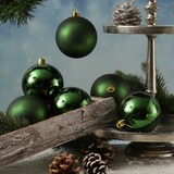 thumbnail of Weihnachtskugeln bruchfest 8cm Christbaumkugeln glänzend matt grün 6St