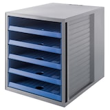 thumbnail of Schubladenbox SCHRANK-SET KARMA, DIN A4, 5 offene Schubladen, grau/öko-blau