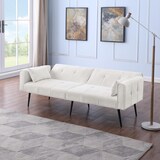 thumbnail of Futon Schlafsofa Sofa Bett Couch 175x71x71 Cord modern bequem stabil mit Metallfüßen platzsparend für Wohnzimmer Arbeitszimmer Beige