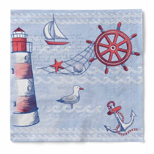 Sovie HORECA Serviette Meeresbrise in Blau aus Tissue 33 x 33 cm, 100 Stück - Maritim