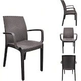 thumbnail of Conjunto de 4 sillones con mesa cuadrada de ratán marrón